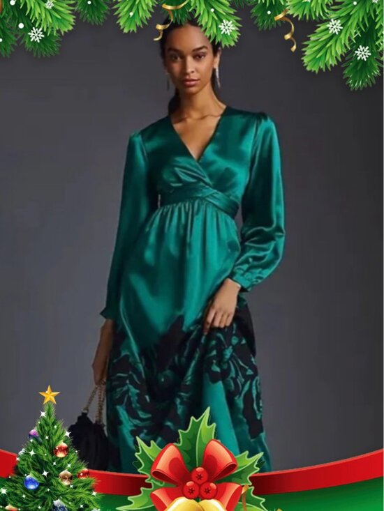 Anthropologie Dresses & Skirts - Anthropologie Nikasha Embroidered Satin Dress Size XL NWT